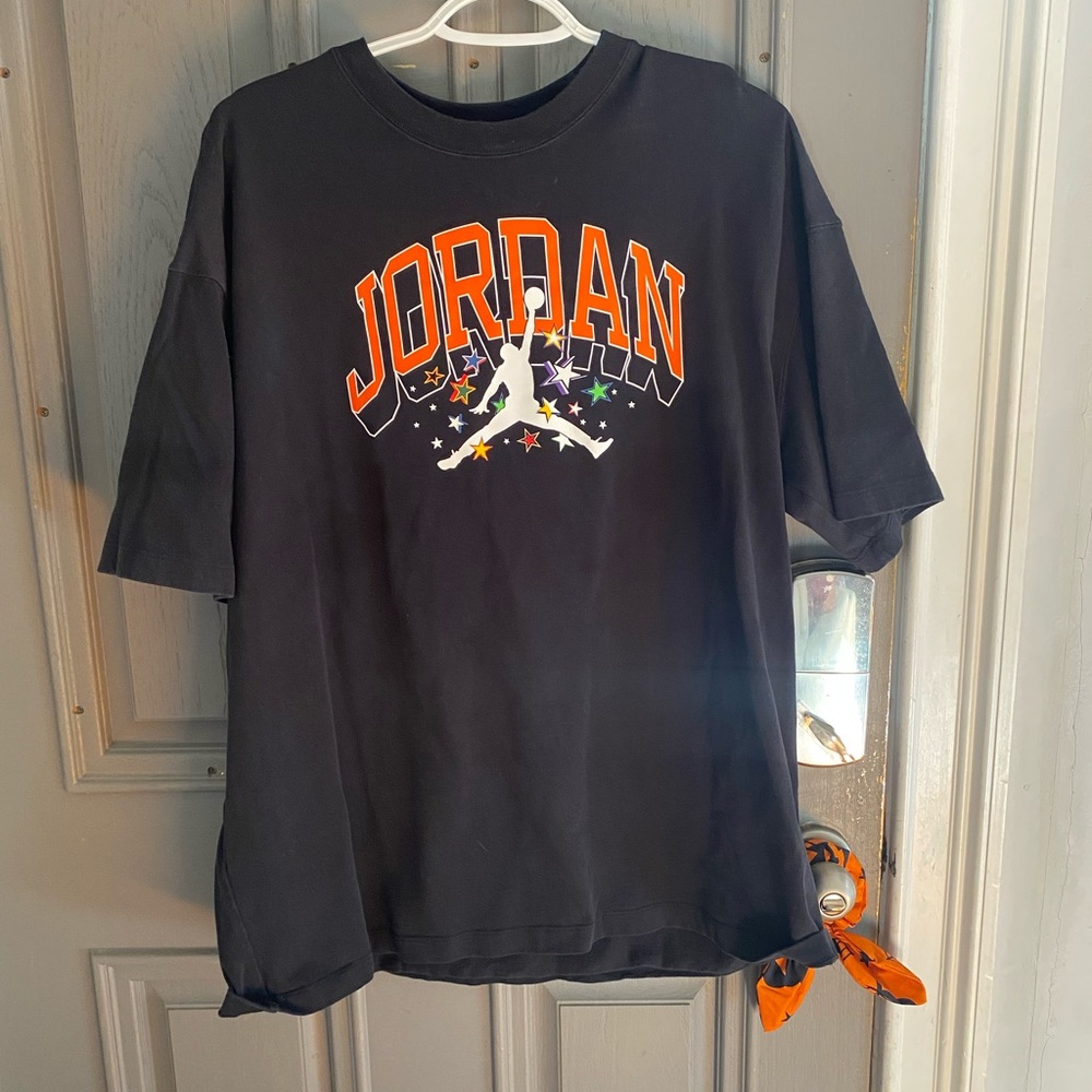 Jordan Oversized Black Tee with Orange Print